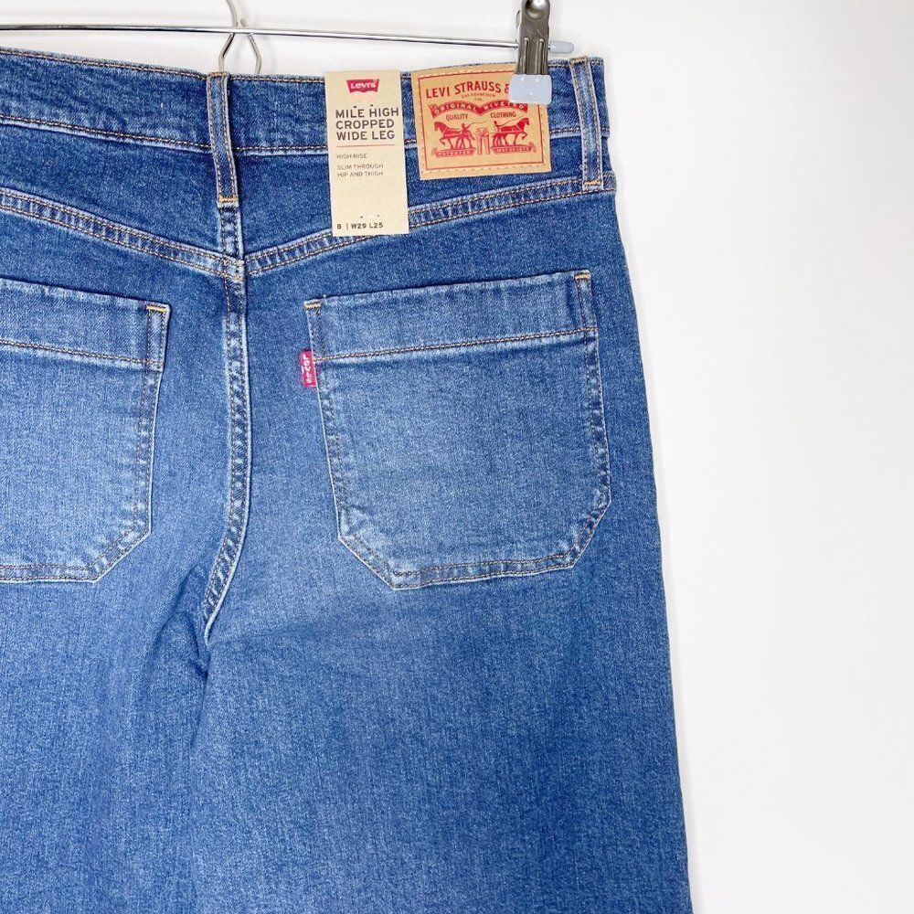 LEVI'S Mile High Button Fly Crop Wide Leg Jeans - Size 29 - Picture 8 of 9
